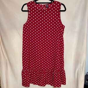 NWOT Red Polka Dot Sleeveless Ruffle-Hem Dress
